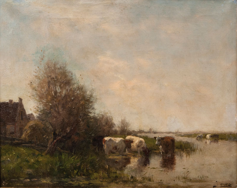 Flußlandschaft mit Kühen