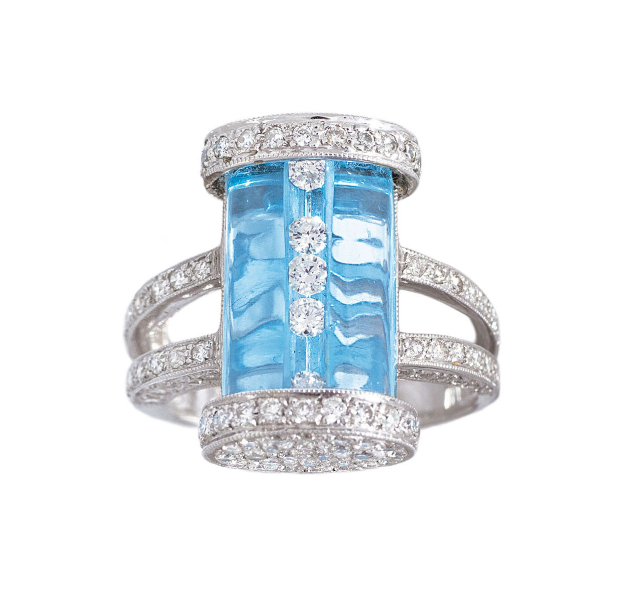 A modern topaz diamond ring