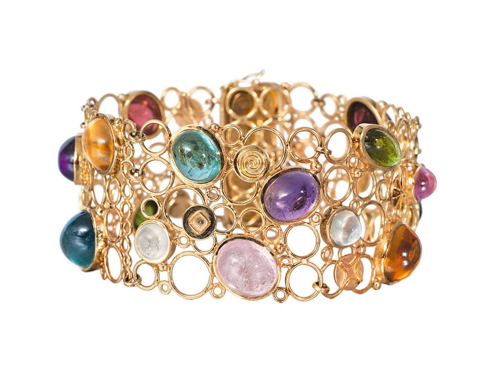 A tourmalilne moonstone topaz jewelry set with necklace and bracelet - image 2