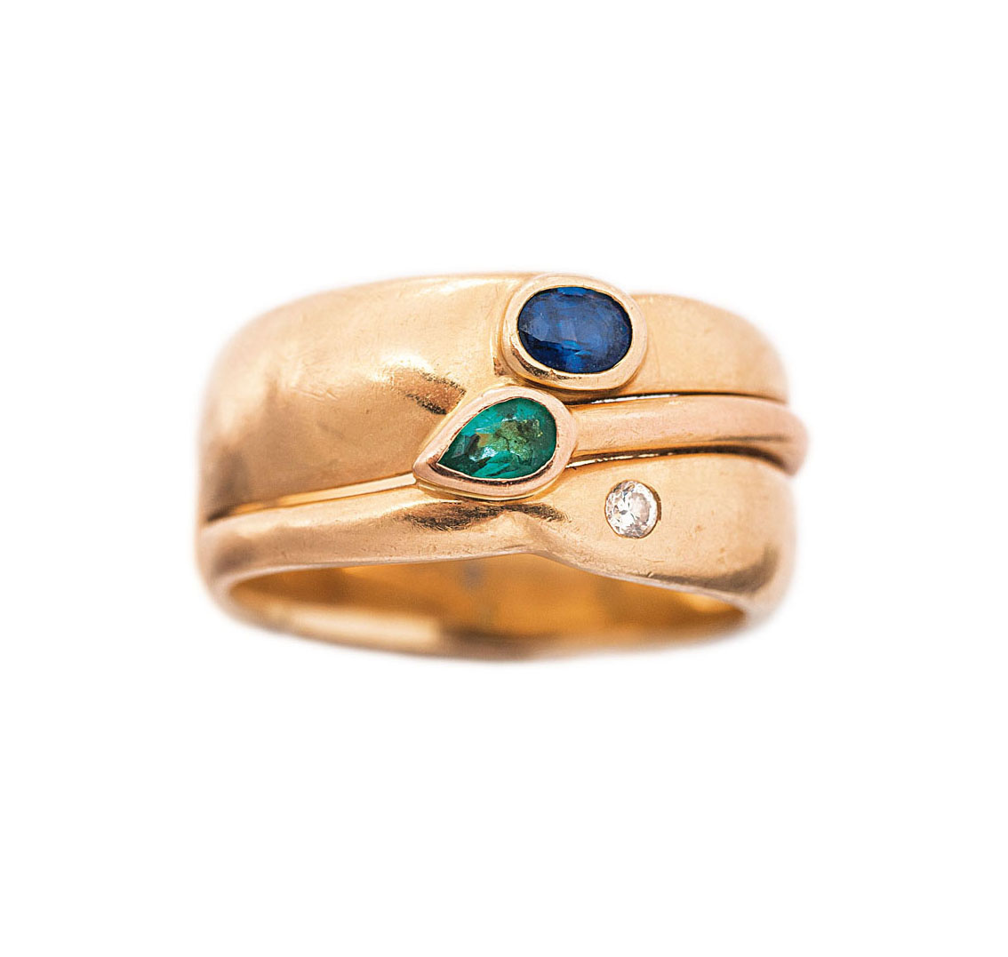 A sapphire emerald ring 'Cadeaux'