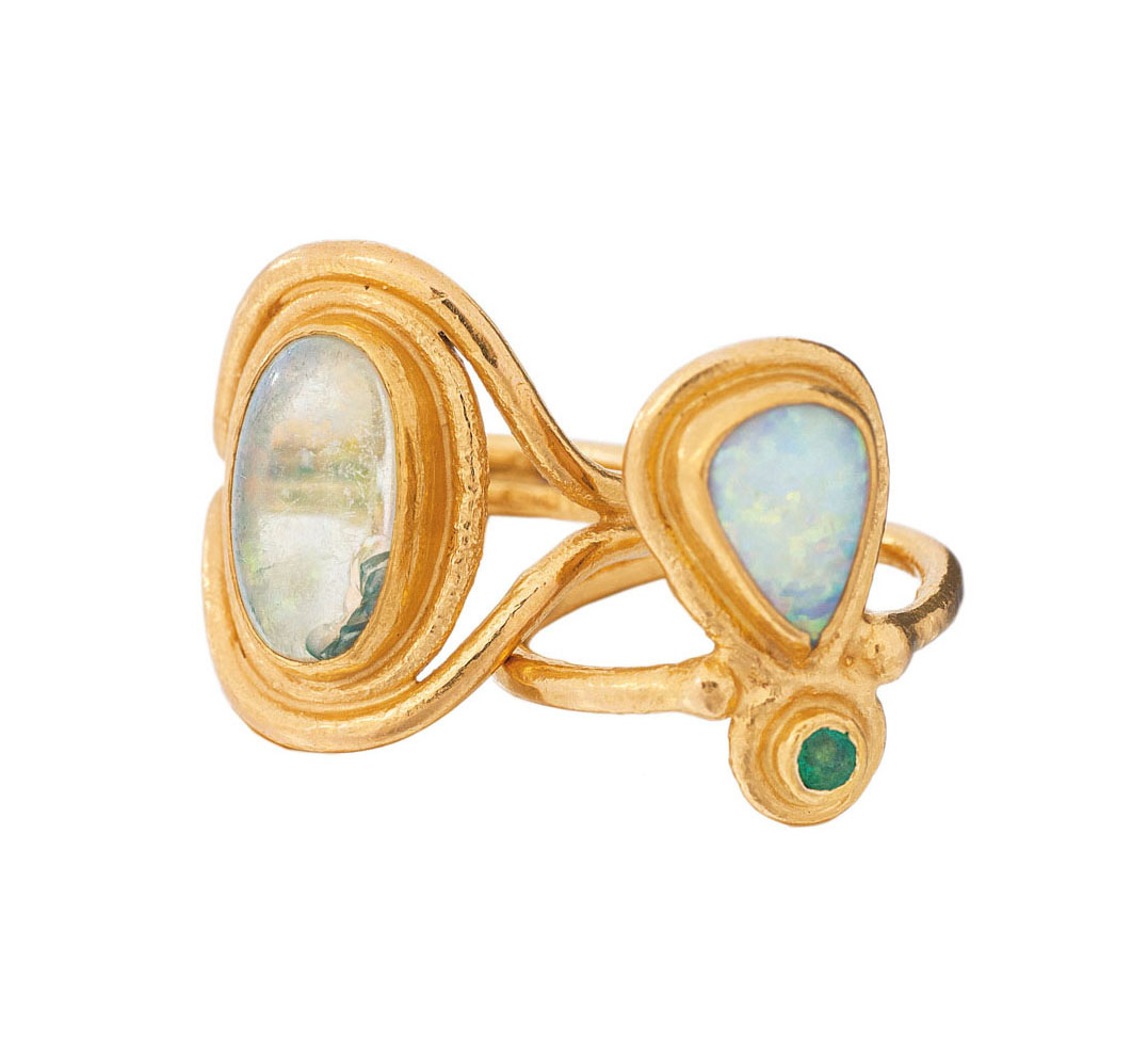Opal-Schmuckset mit Ketten-Anhänger und zwei Ringen - Bild 2