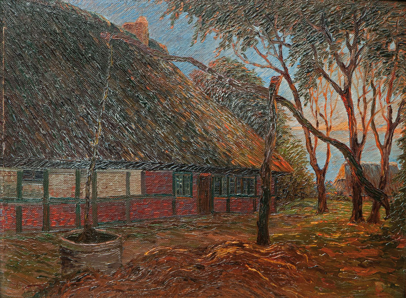 Heinrich Blunck-Heikendorf - Alter Bauernhof, Morgenstimmung Alter Bauernhof, Morgenstimmung
