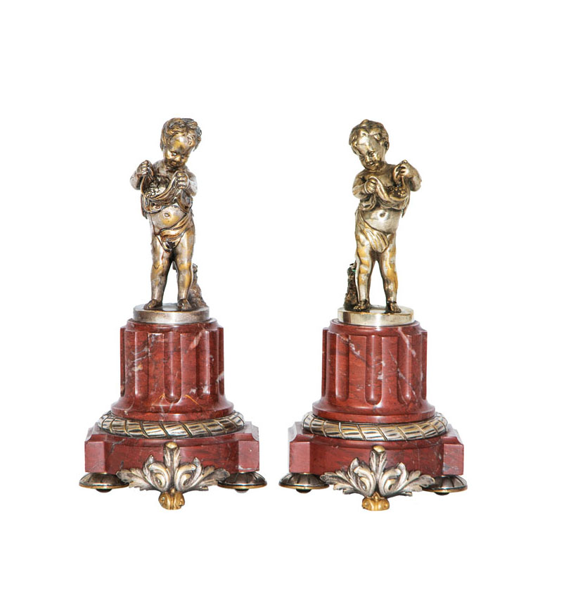 Paar Napoleon-III-Dekorationen mit Putti-Figuren