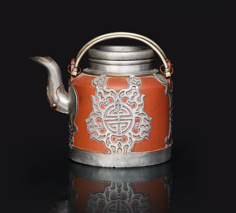 An Yixing tea pot with 'Shou' character