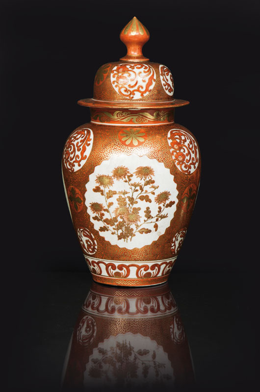 A Kutani vase with floral decoration