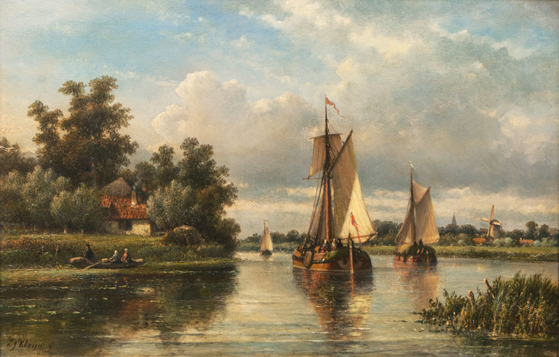 Flußlandschaft mit Booten