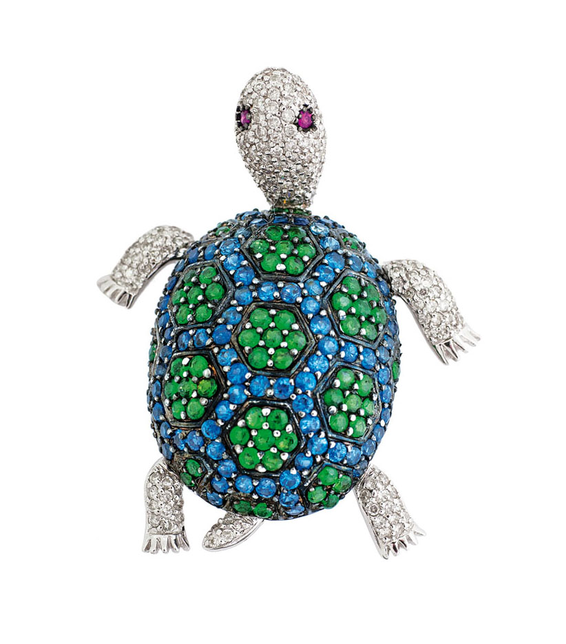 A colourful precious stone brooch 'Turtle'