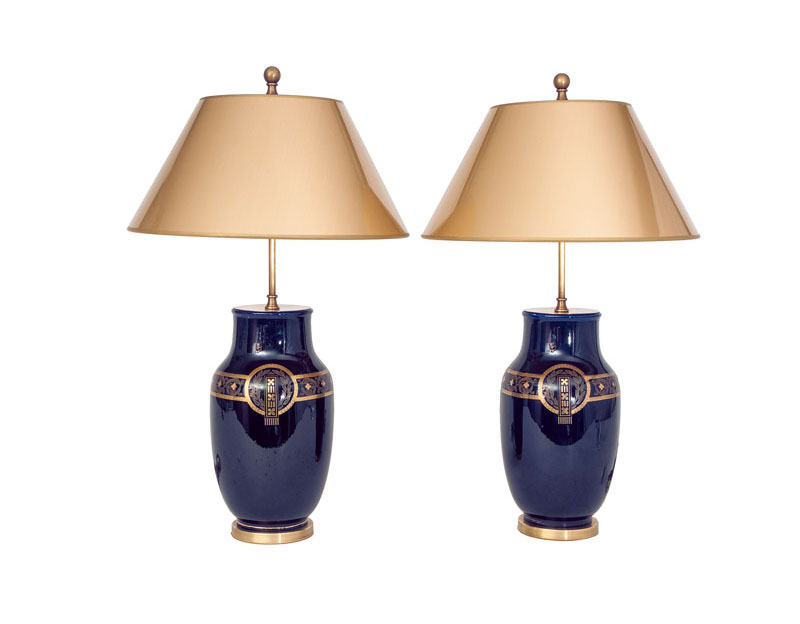 A pair of Art Nouveau vase-shaped lamps