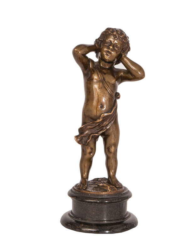 A bronze figure 'Boy, holding his ears'