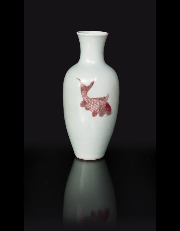 A fine baluster vase with fish decoration