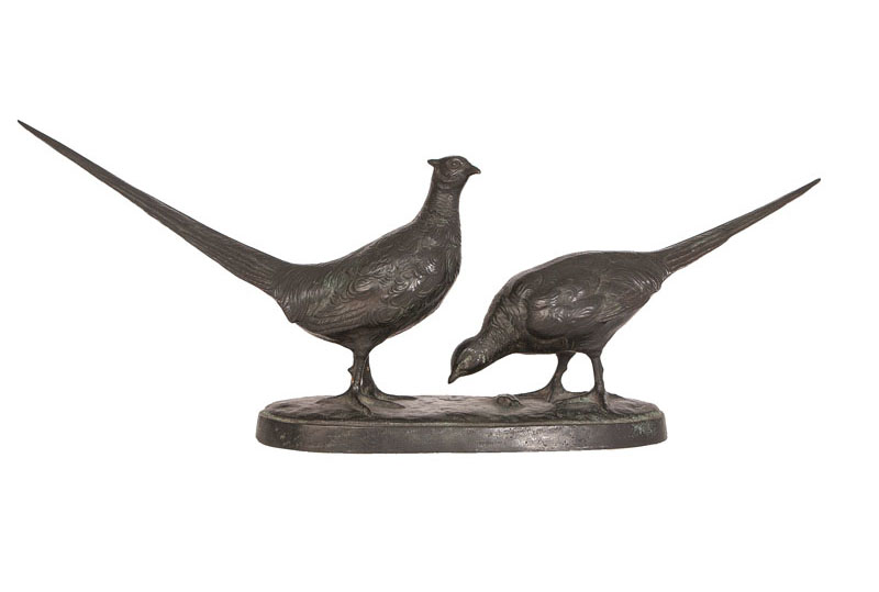 A bronze figure 'Pheasant pair'