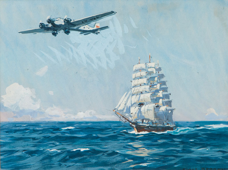 Ju 52 flying over a Tall Ship