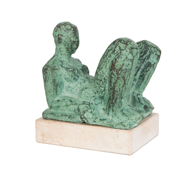 Moderne Bronze-Figur 'Sitzender Akt'