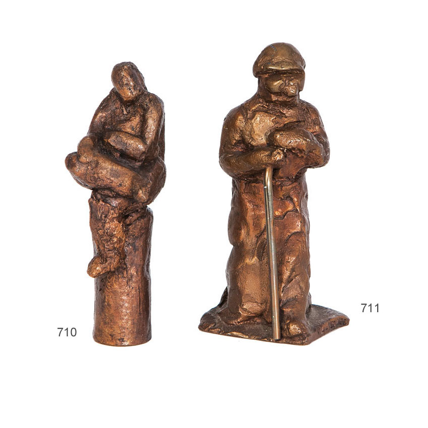 A modern bronze figure 'Sitting on a stake'