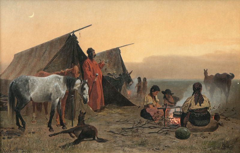 Romanian Herdsmen by a Fire
