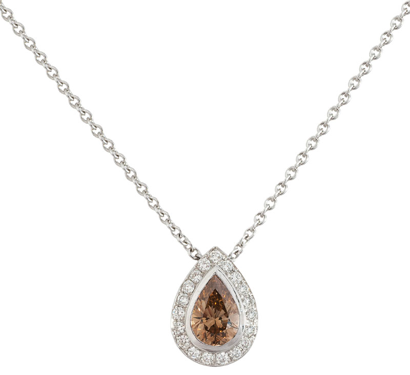 A fancy diamond pendant with necklace