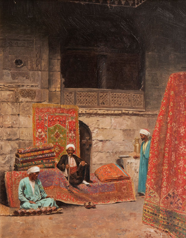 Orientalischer Basar mit Teppichhändlern