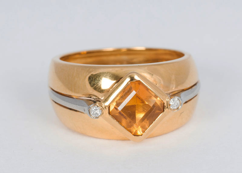 A citrine diamond ring