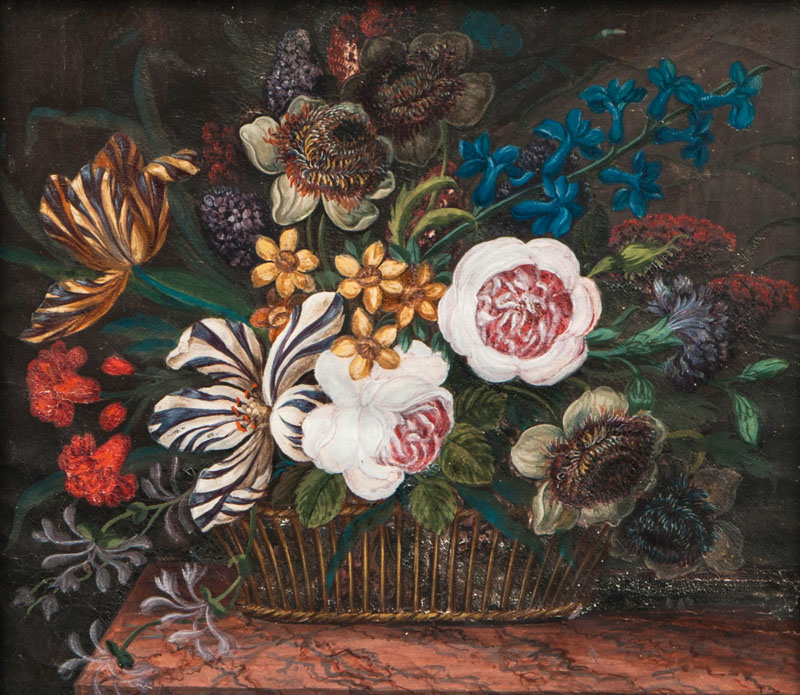 François Cabanet, tätig Mitte 19. Jh. - Blumen in einem Korb Blumen in einem Korb