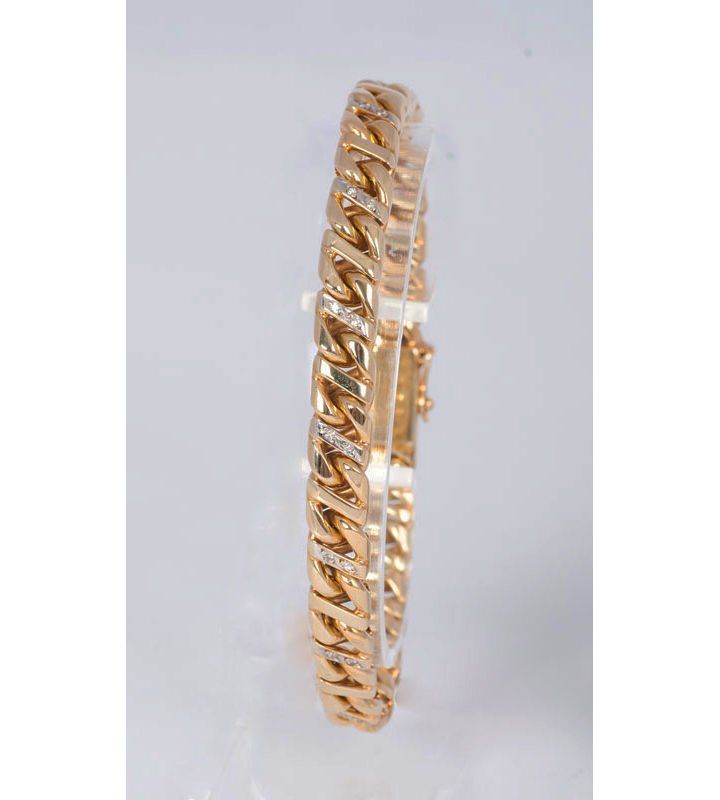 A golden bracelet with diamonds