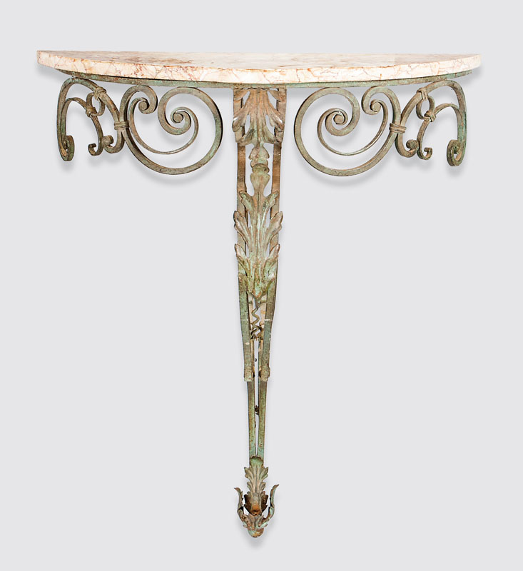 An Art Deco iron console table