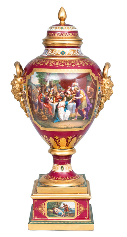 A tall opulent 'Sèvres-style' vase with scenes from the Saxon-German history - image 2
