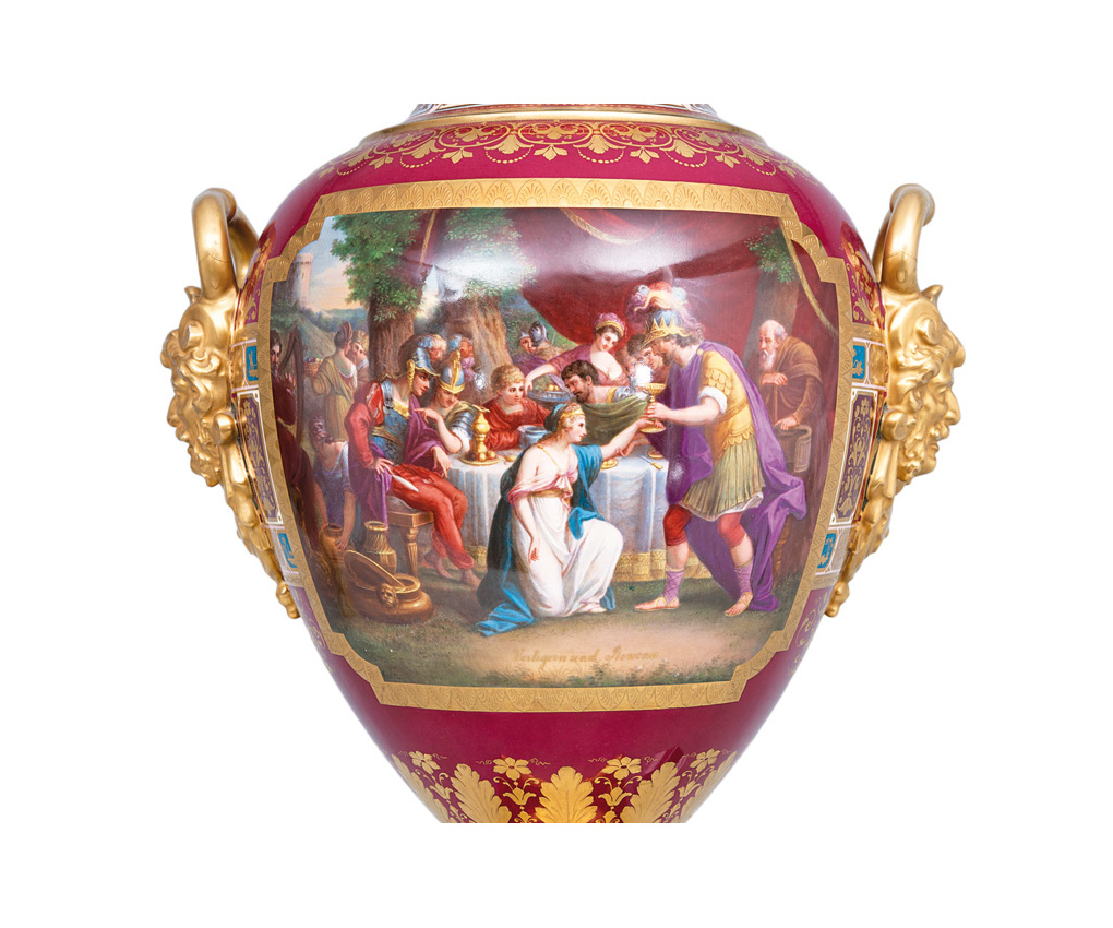 A tall opulent 'Sèvres-style' vase with scenes from the Saxon-German history - image 3