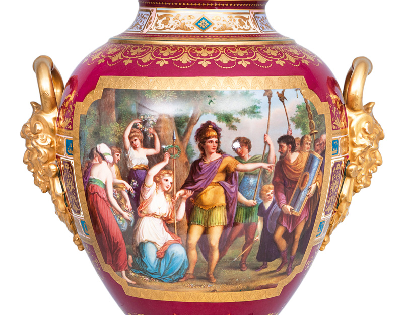 A tall opulent 'Sèvres-style' vase with scenes from the Saxon-German history - image 4