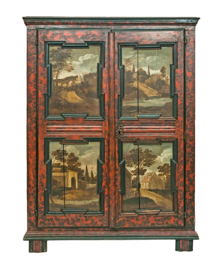A rare Renaissance cabinet with landscape painting