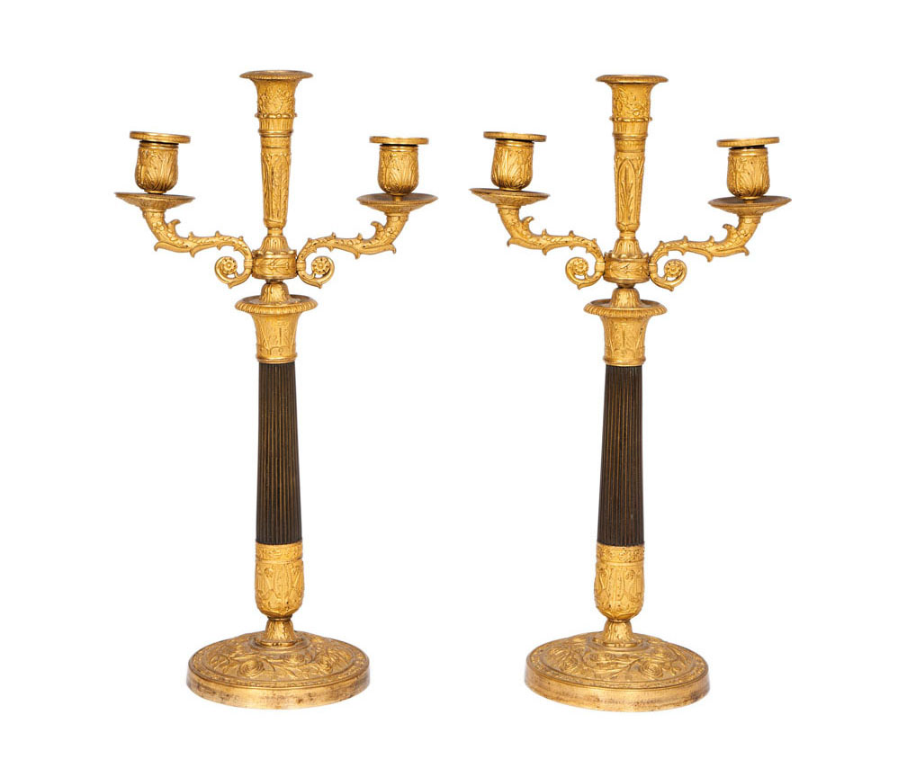 A pair of fine chased Charles X candelabra