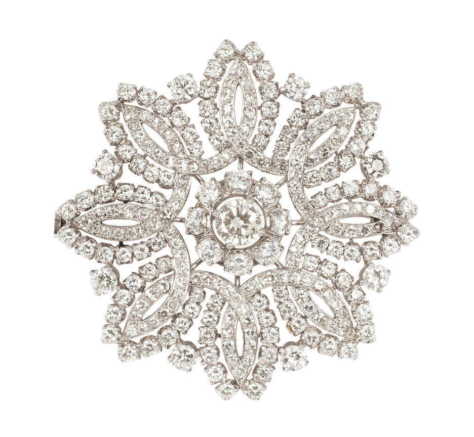 A large, highcarat diamond brooch