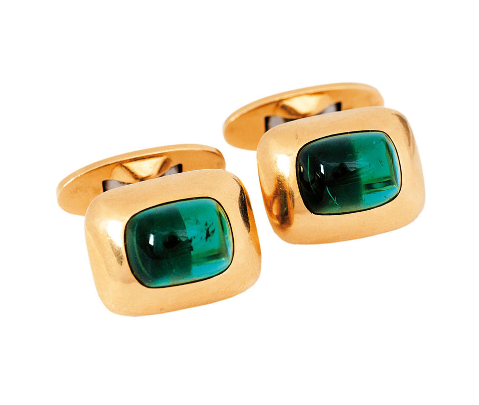 A pair of tourmaline cufflinks