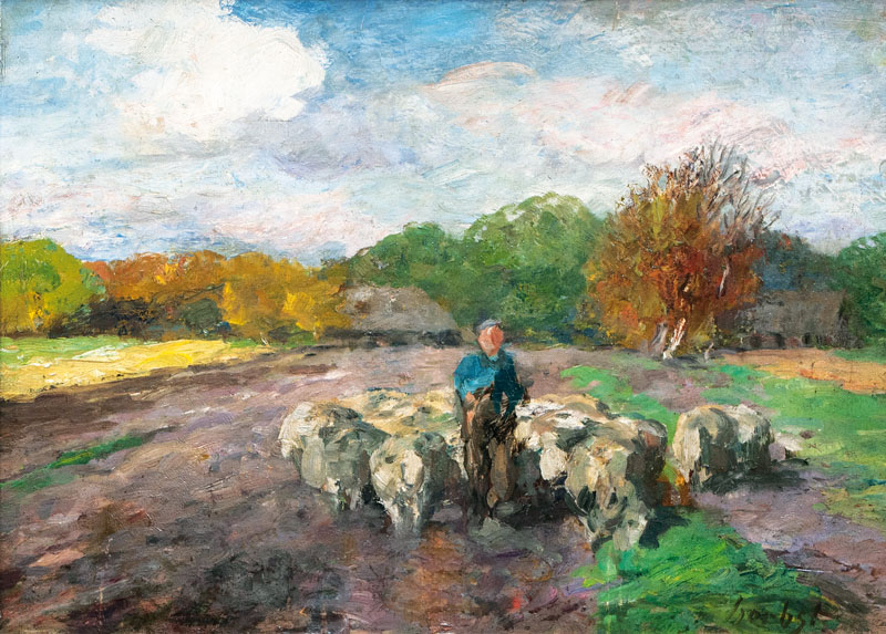 Shepherd with Flock