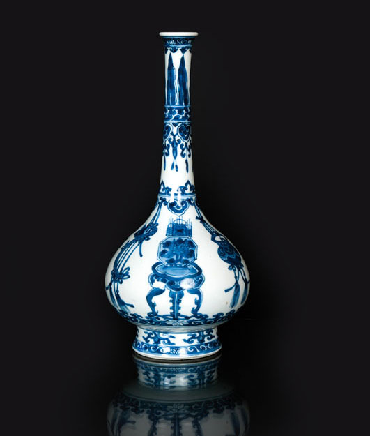 A bottle vase with buddhist symbols