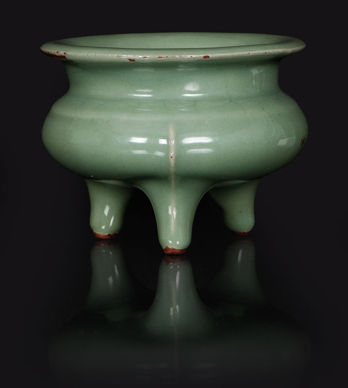 A celadon tripod censer