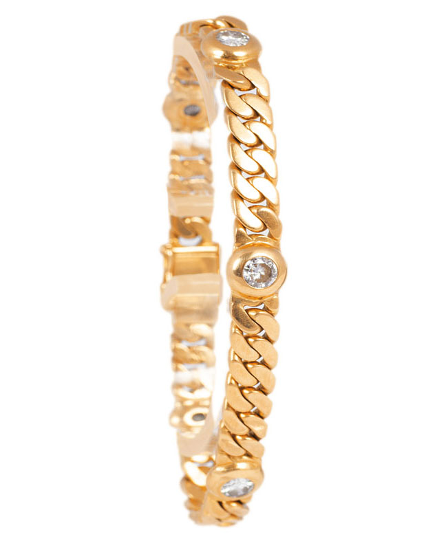 A golden bracelet with diamonds