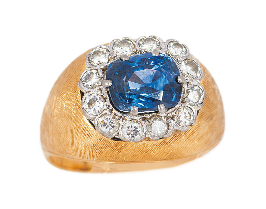 A sapphire diamond ring