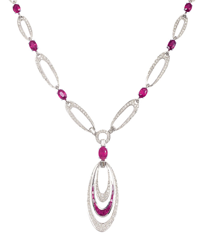A modern ruby diamond necklace