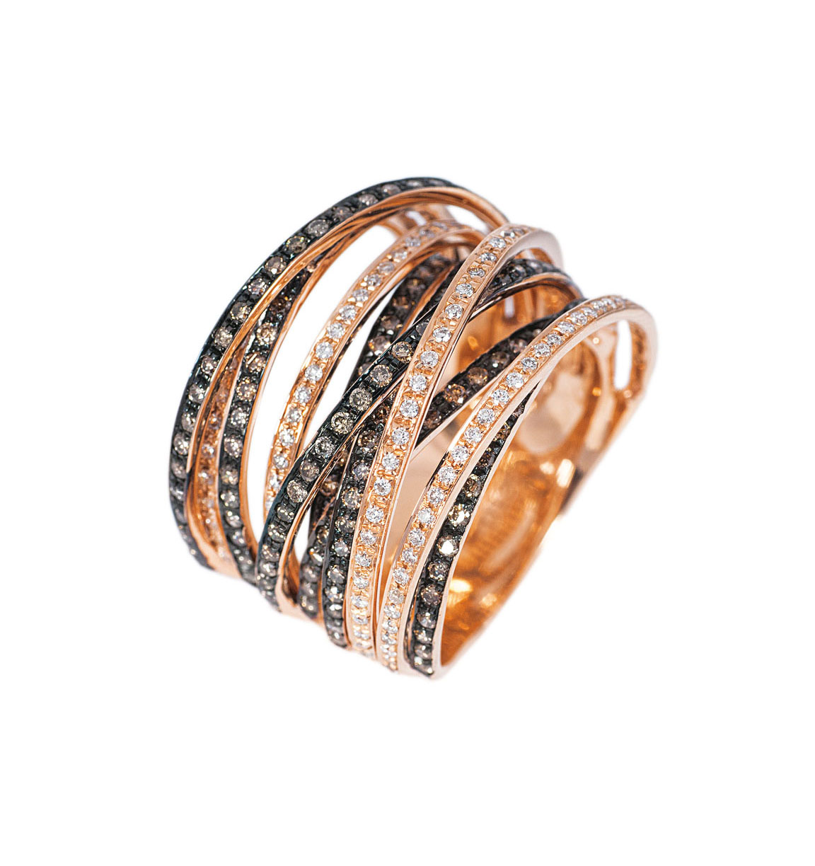 Moderner Edelstein-Ring mit multicolour Diamanten