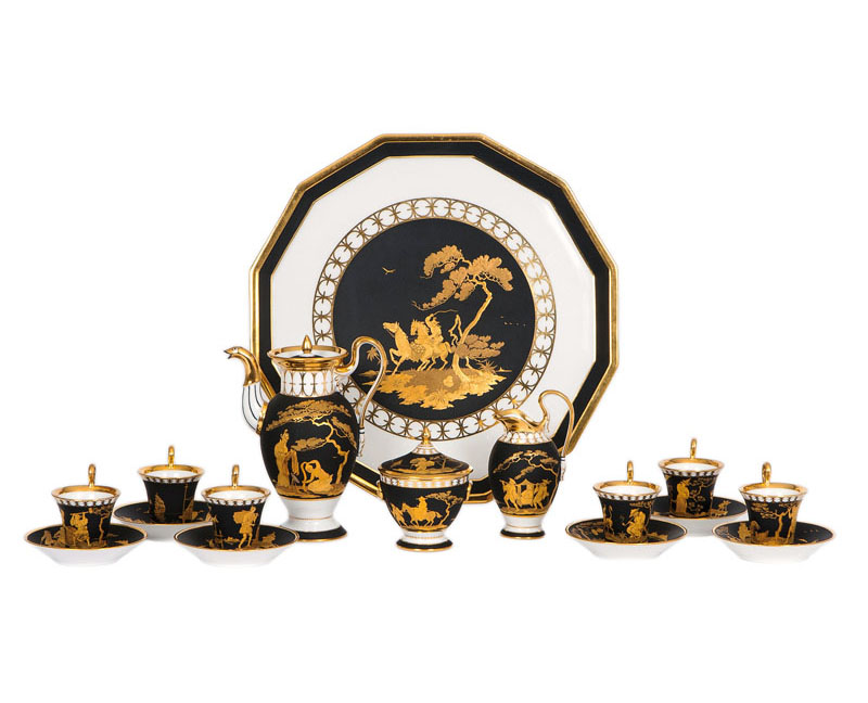 A rare Chinoiserie style Empire service for 6 persons
