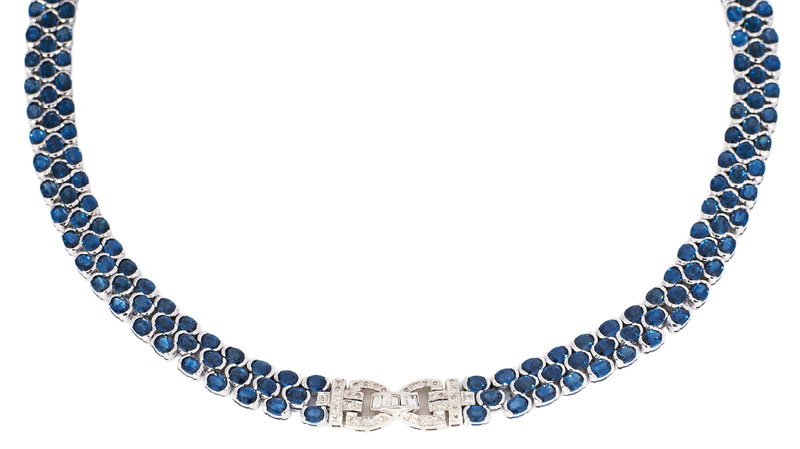 A sapphire diamond necklace