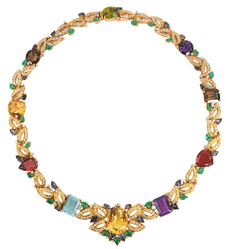 A colourful, highcarat precious stone necklace with diamonds - image 2