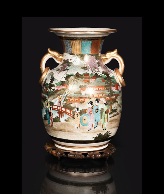 Satsuma-Vase mit Landschaftsmalerei
