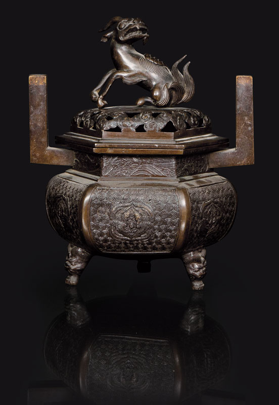 A bronze kôro with a kirin