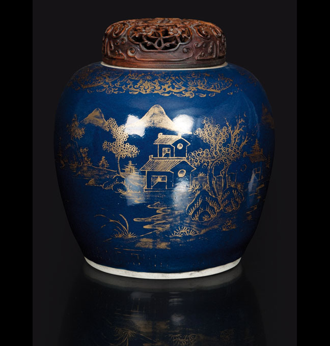 A Powder-Blue jar with gold decoration