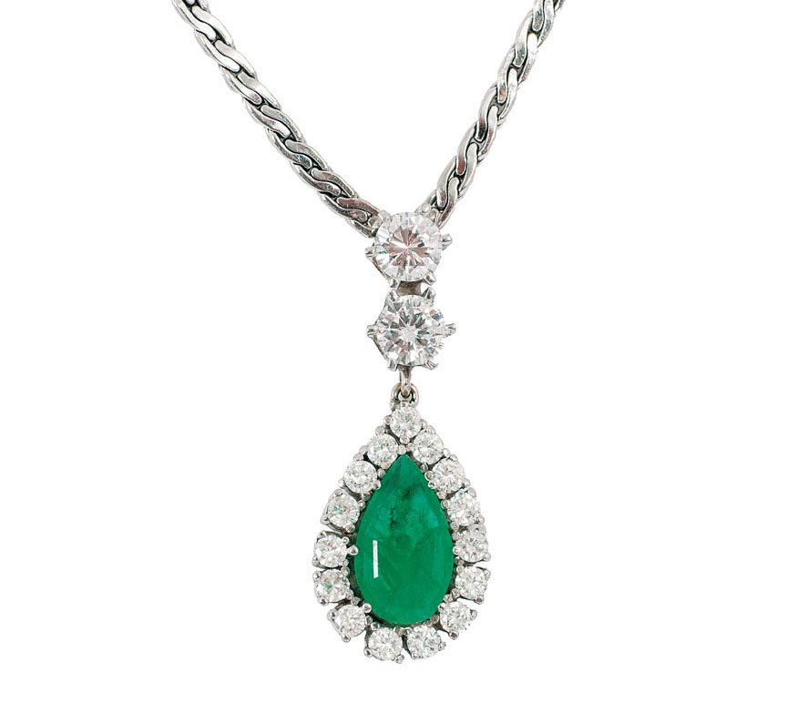 An emerald diamond necklace