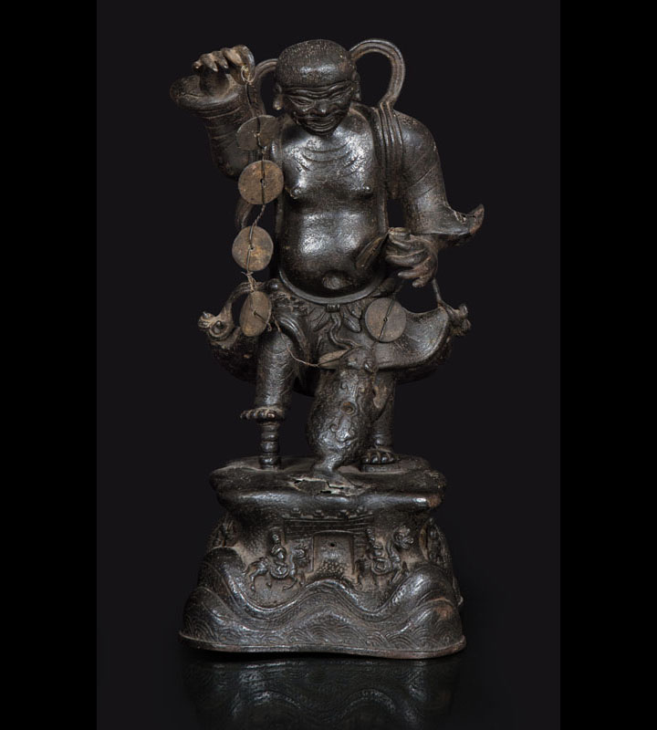 Bronze-Figur 'Liu Hai mit Jin Chan'