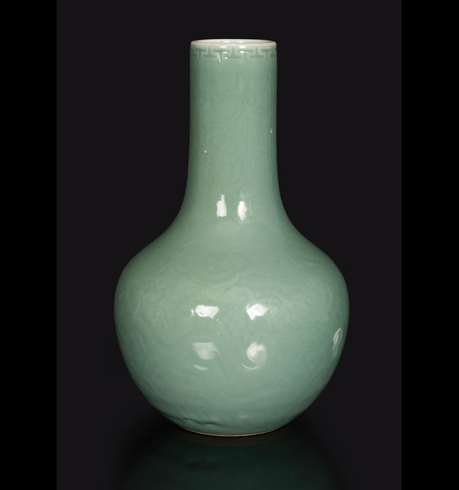A celadon vase with Anhua-decor