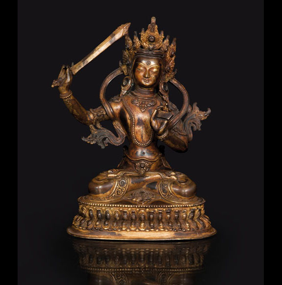 A bronze figure 'Manjushri'