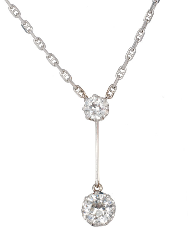 An Art Nouveau diamond pendant with necklace